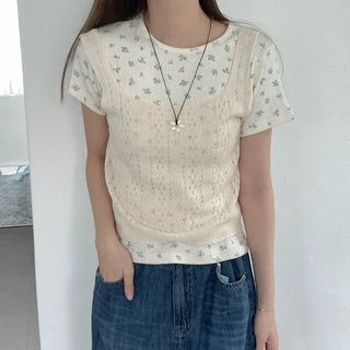 Perforated knit bustier