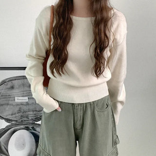 Boat neck plain knit