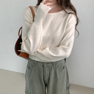 Boat neck plain knit