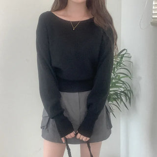 Boat neck plain knit