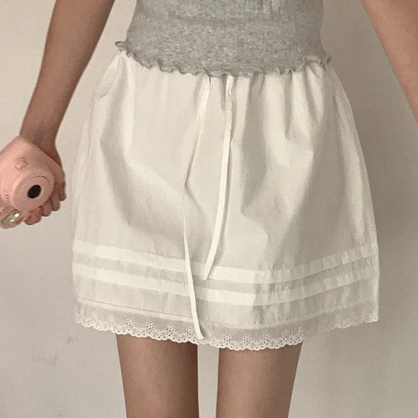 Cotton lace mini skirt