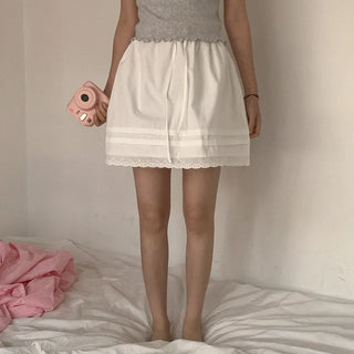 Cotton lace mini skirt