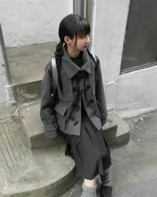 Big Collar Half Duffle Coat (2c)