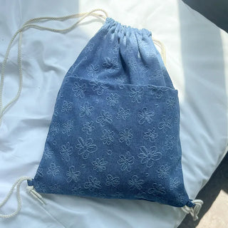 Denim String Knapsack