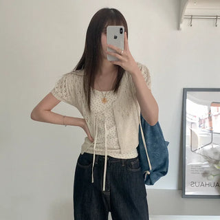 Denim String Knapsack