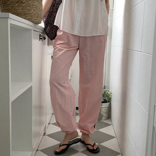 Nylon line elastic waist pants