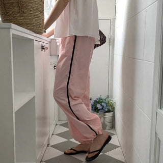 Nylon line elastic waist pants