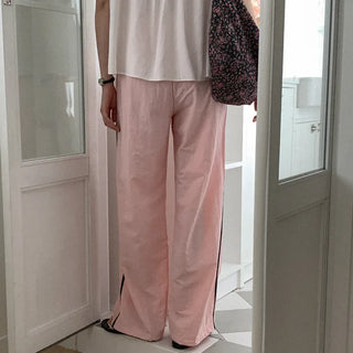 Nylon line elastic waist pants