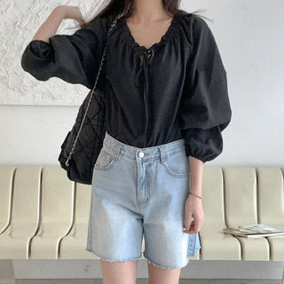 Ribbon Shirring Blouse