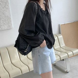 Ribbon Shirring Blouse