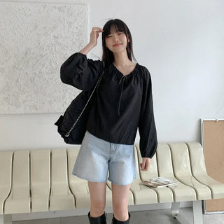 Ribbon Shirring Blouse