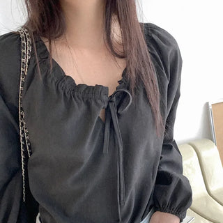 Ribbon Shirring Blouse