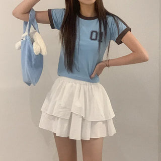 Two-tone cropped T-shirt