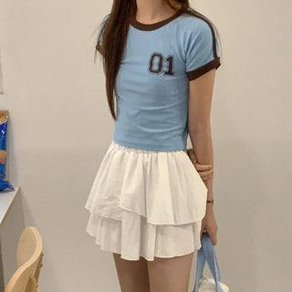 Two-tone cropped T-shirt