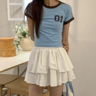 Two-tone cropped T-shirt
