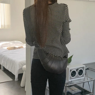 Cotton striped long-sleeved T-shirt