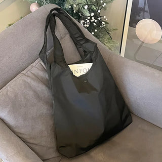 Button nylon shoulder eco bag