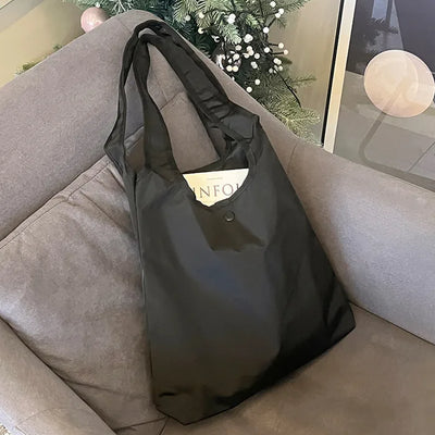 Button nylon shoulder eco bag