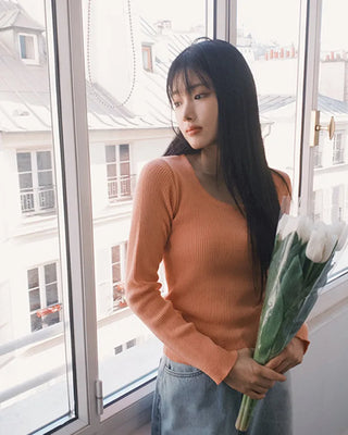 [Slenderizing effect] Bamboo soft rib knit