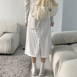Nylon midi skirt