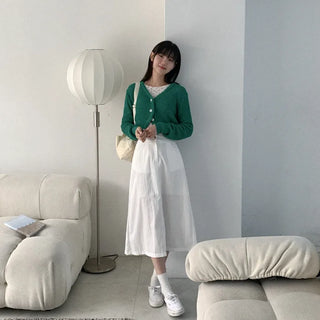 Nylon midi skirt