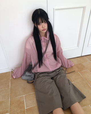 See-through zip-up mountain parka