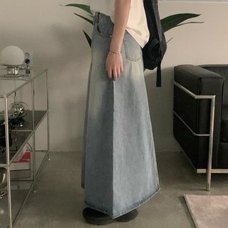 A-line denim long skirt