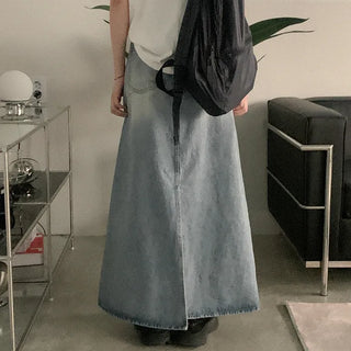 A-line denim long skirt