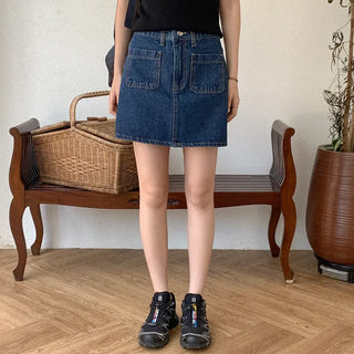 Denim pocket mini skirt