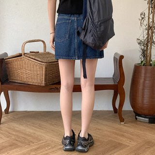 Denim pocket mini skirt