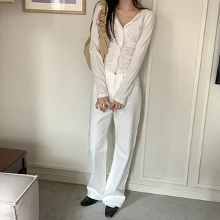 Ribbed Shirring Cardigan