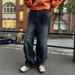 Ribbed wide denim pants