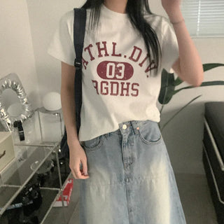 Cotton Vintage Lettering Short-Sleeve T-Shirt