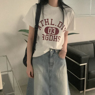 Cotton Vintage Lettering Short-Sleeve T-Shirt