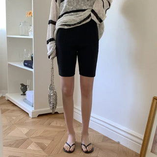 5/8 length high-waisted ribbed biker pants