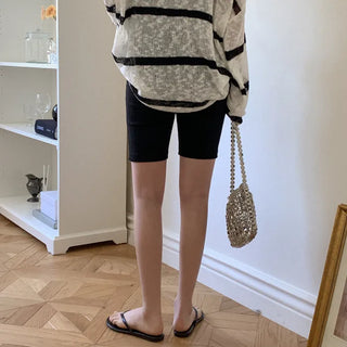 5/8 length high-waisted ribbed biker pants