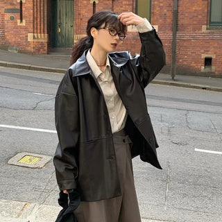 Oversized leather jacket