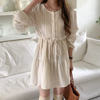 Cotton tunic with pleats