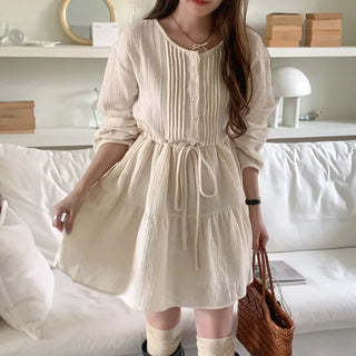 Cotton tunic with pleats