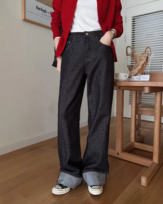 Wide-leg denim pants