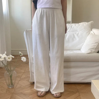 Cotton lace elastic waist pants