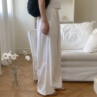 Cotton lace elastic waist pants