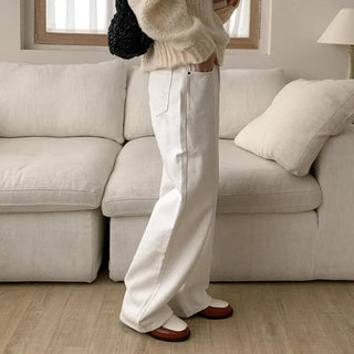 Fleece-lined wide chino pants