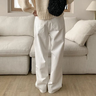 Fleece-lined wide chino pants