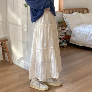 Lace tiered long skirt