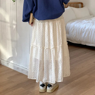 Lace tiered long skirt