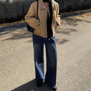 Fur Boa Collar Basic Shearling Coat