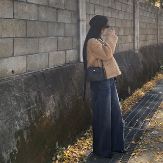 Fur Boa Collar Basic Shearling Coat