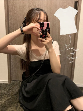 Layered sheer short-sleeved T-shirt (3c)