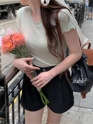 Layered sheer short-sleeved T-shirt (3c)